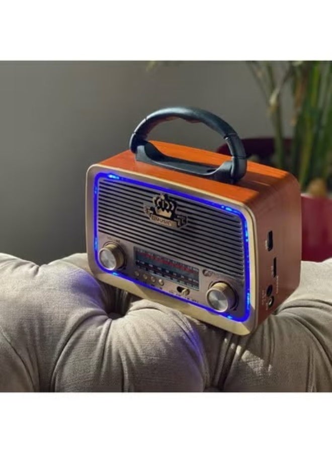 راديو بإضاءة جذابة وصوت عالي ونقي جدًا تصميم عملي وعصري مناسب للاستماع داخل المنزل أو أثناء السفر، تجربة صوتية واضحة ومميزة T - Image 2